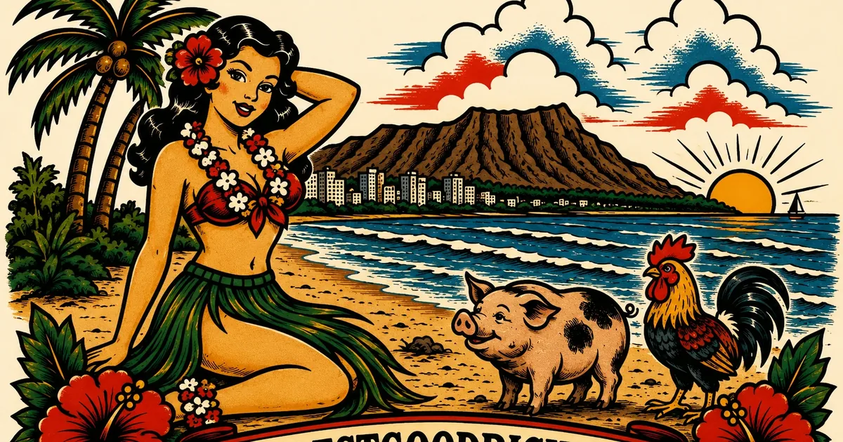 Forrest Goodrich — American Traditional · Black & Grey · Hawaiian Flash tattoo artist at Ohana Tattoo Company